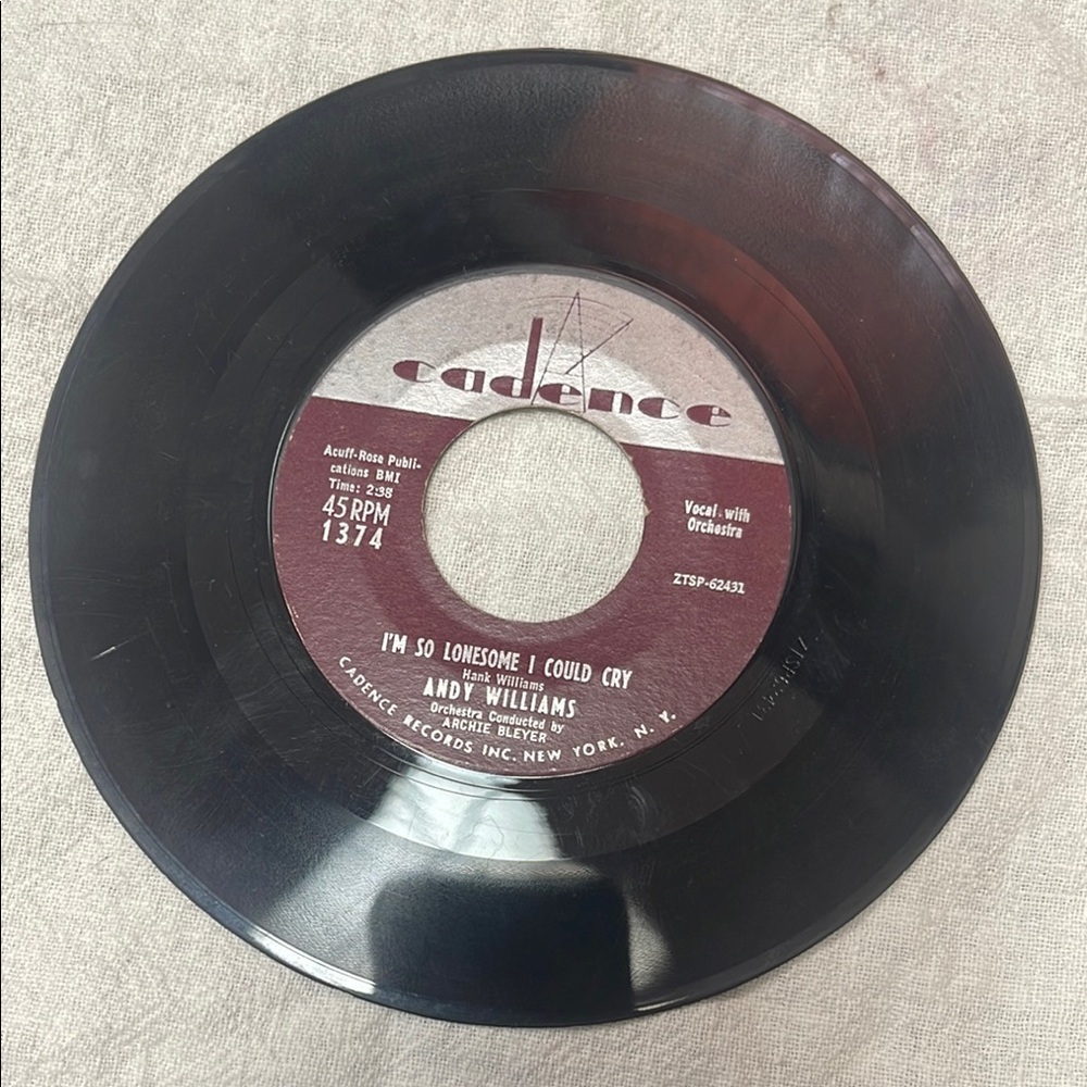 Andy Williams 45 rpm vintage Vinyl Record